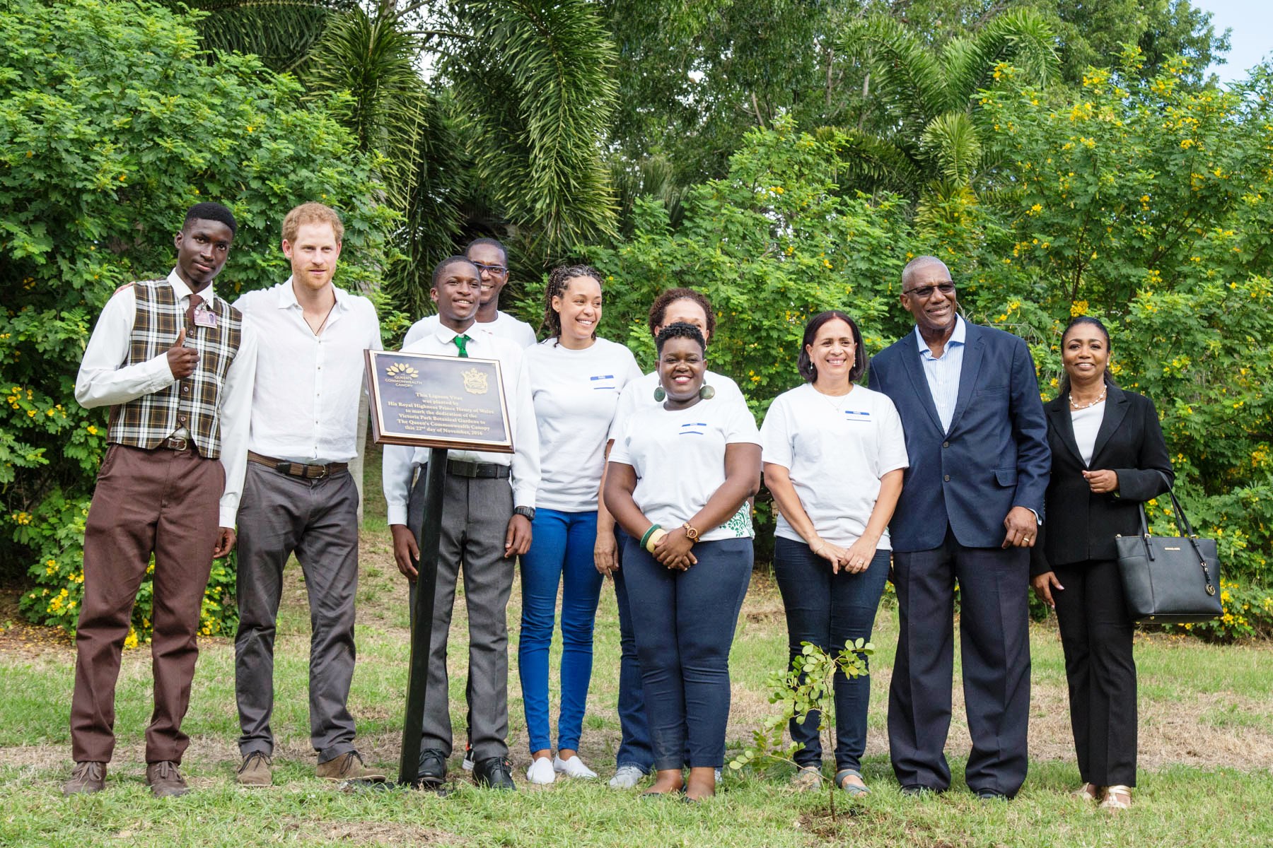 The Department of Environment team pictured with Prince Harry planting a tree, who visited Antigua and Barbuda in November 2016 to celebrate the island's 35th anniversary since independence. Photo: Justin Peters