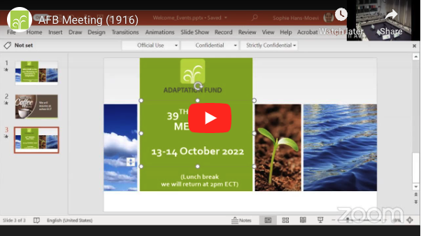 Live Streaming Of The 39th Adaptation Fund Board Meeting Adaptation Fund
